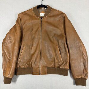 Vintage Adam Spencer Leather Bomber Jacket Men 42 Brown Lined Aviator Distressed